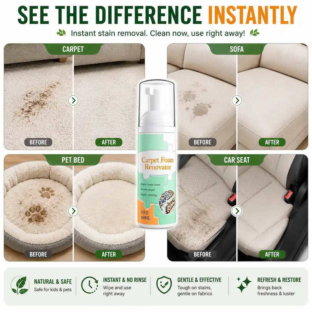 Waterless Carpet Foam Stain Remover with Towel